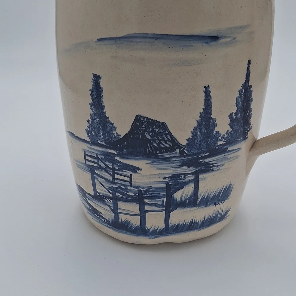 Storie & Son Pottery Vintgage Pitcher Hand Painted Ceramic Pitcher Collectible